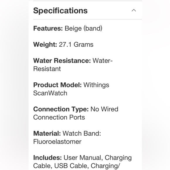 WITHINGS NWT scanwatch hybrid smartwatch -light sand -30 day battery life - Picture 12 of 16